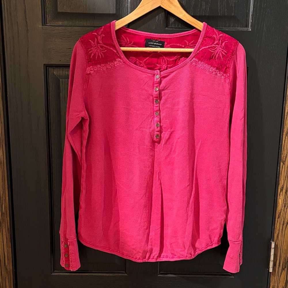 Lucky Brand Pink Long Sleeve Top